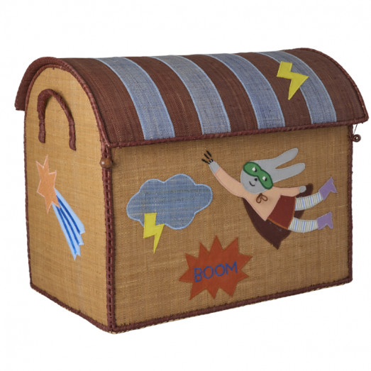 Coffre à jouets en raphia Grand modèle - Super héros