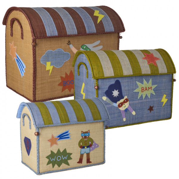 Coffre à jouets en raphia Petit modèle - Super héros