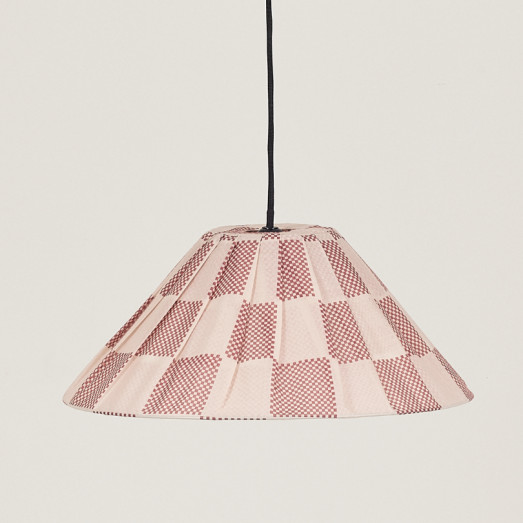 Abat-jour plissé Ava 50 cm - Burnt red checks