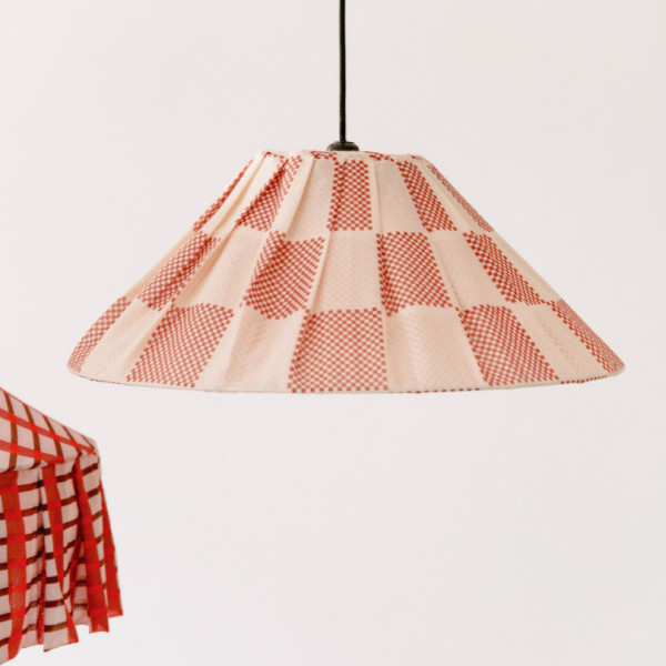 Abat-jour plissé Ava 50 cm - Burnt red checks