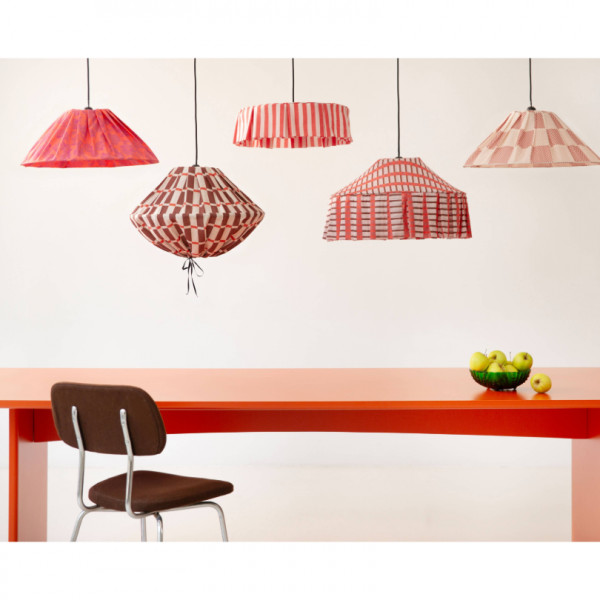 Abat-jour plissé Ava 50 cm - Burnt red checks