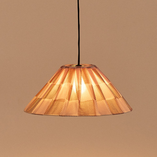 Abat-jour plissé Ava 50 cm - Burnt red checks