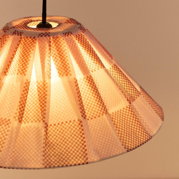 Abat-jour plissé Ava 50 cm - Burnt red checks