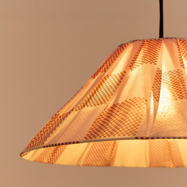 Abat-jour plissé Ava 50 cm - Burnt red checks
