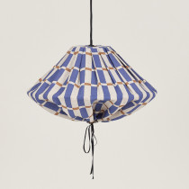 Abat-jour Yumi 50 cm en lin français - Blue mustard mosaic