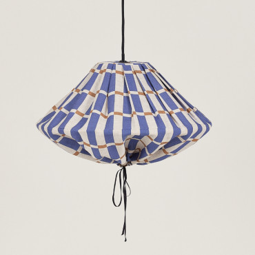 Abat-jour Yumi 50 cm en lin français - Blue mustard mosaic