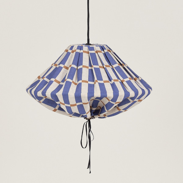 Abat-jour Yumi 50 cm en lin français - Blue mustard mosaic