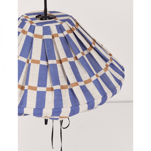 Abat-jour Yumi 50 cm en lin français - Blue mustard mosaic