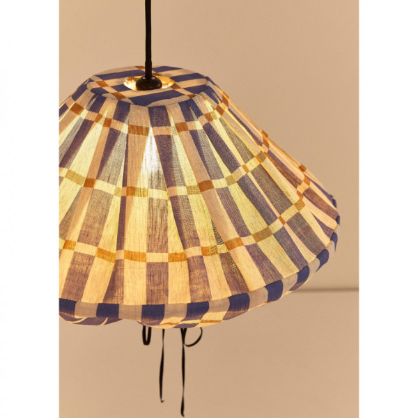 Abat-jour Yumi 50 cm en lin français - Blue mustard mosaic