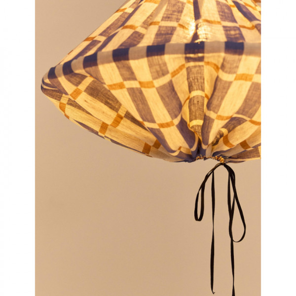 Abat-jour Yumi 50 cm en lin français - Blue mustard mosaic