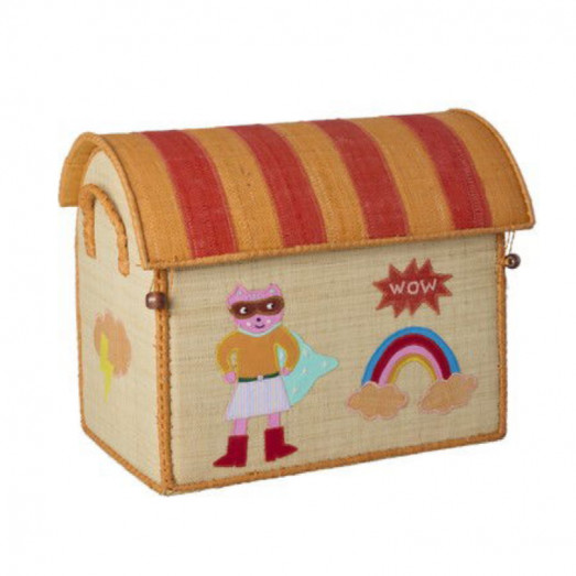 Coffre à jouets en raphia Petit modèle - Super héroïne
