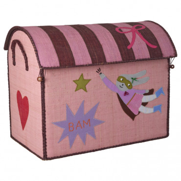 Coffre à jouets en raphia Grand modèle - Super héroïne