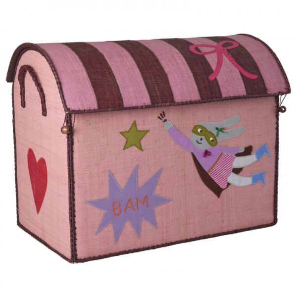Coffre à jouets en raphia Grand modèle - Super héroïne