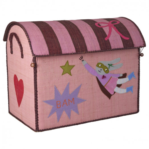 Coffre à jouets en raphia Grand modèle - Super héroïne