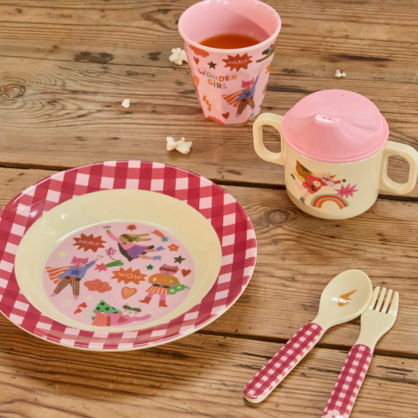 Tasse à bec bébé en mélamine - Super héroïne