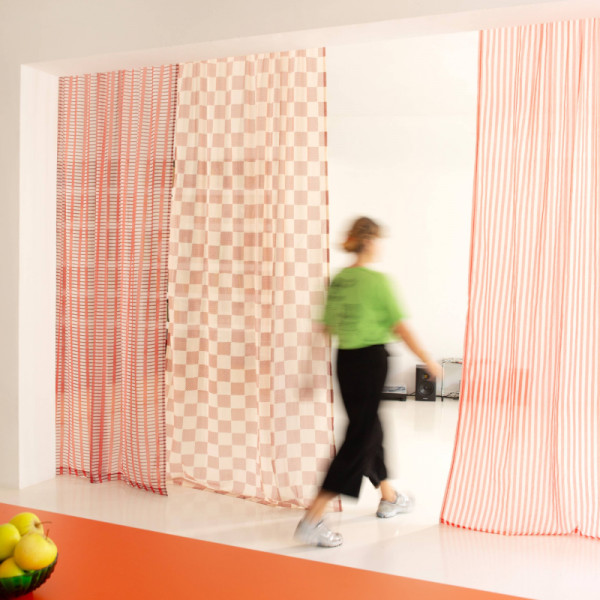 Rideau en voile de coton Wendy - Red stripes