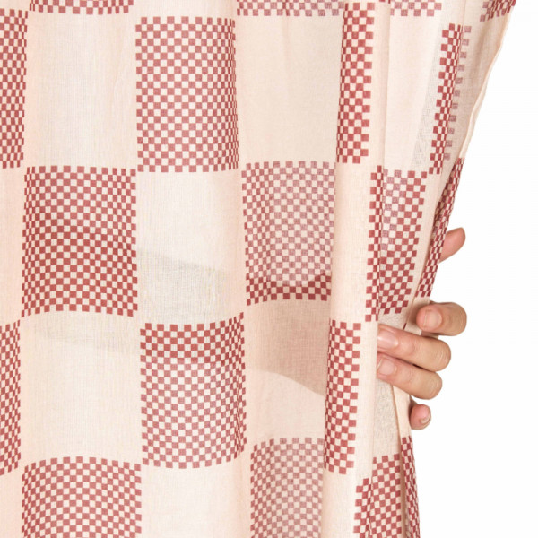 Rideau en voile de coton Wendy - Burnt red checks