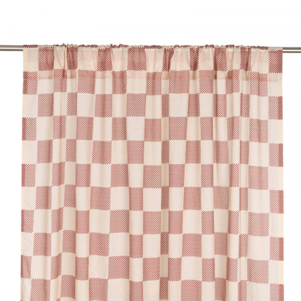 Rideau en voile de coton Wendy - Burnt red checks