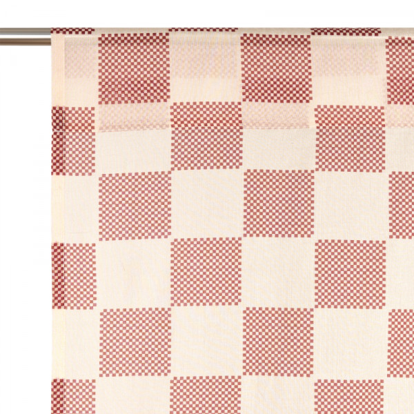 Rideau en voile de coton Wendy - Burnt red checks