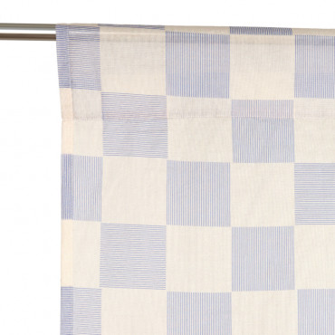 Rideau en voile de coton Wendy - Blue ink checks