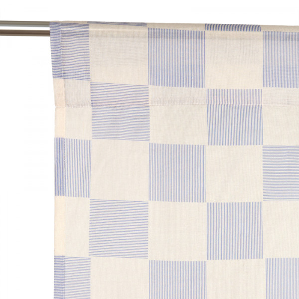 Rideau en voile de coton Wendy - Blue ink checks