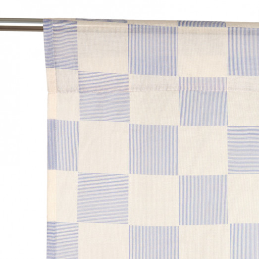 Rideau en voile de coton Wendy - Blue ink checks
