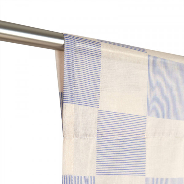 Rideau en voile de coton Wendy - Blue ink checks