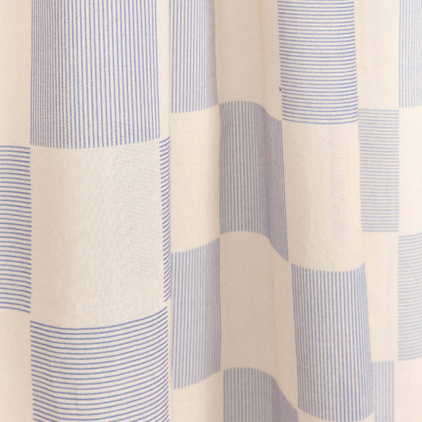 Rideau en voile de coton Wendy - Blue ink checks