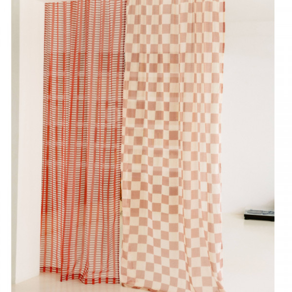 Rideau en voile de coton Wendy - Red brown mosaic