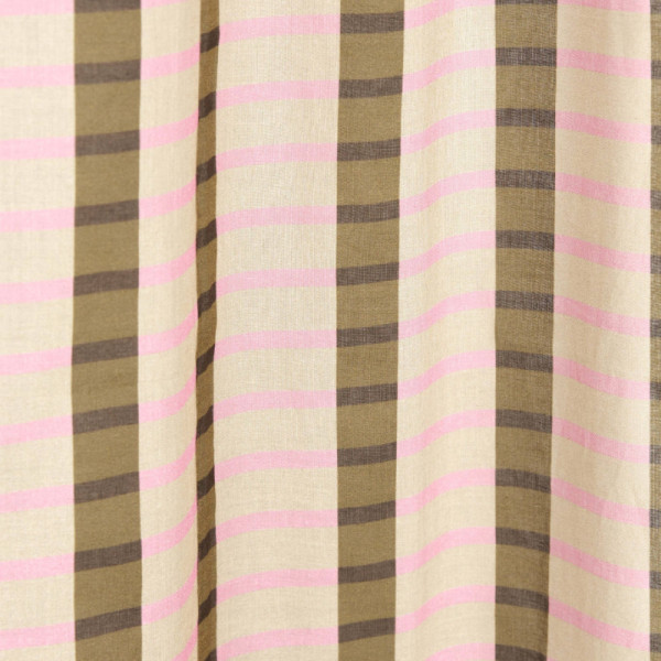 Rideau en voile de coton Wendy - Kaki pink mosaic