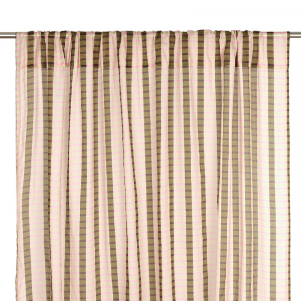 Rideau en voile de coton Wendy - Kaki pink mosaic