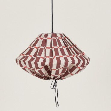 Abat-jour Yumi 50 cm en lin français - Maroon red mosaic