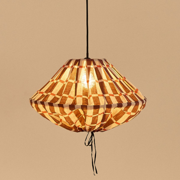 Abat-jour Yumi 50 cm en lin français - Maroon red mosaic