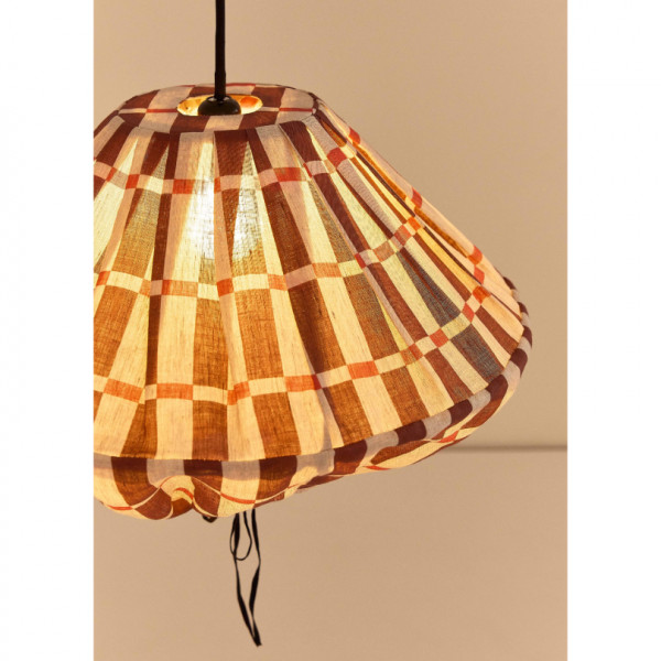 Abat-jour Yumi 50 cm en lin français - Maroon red mosaic