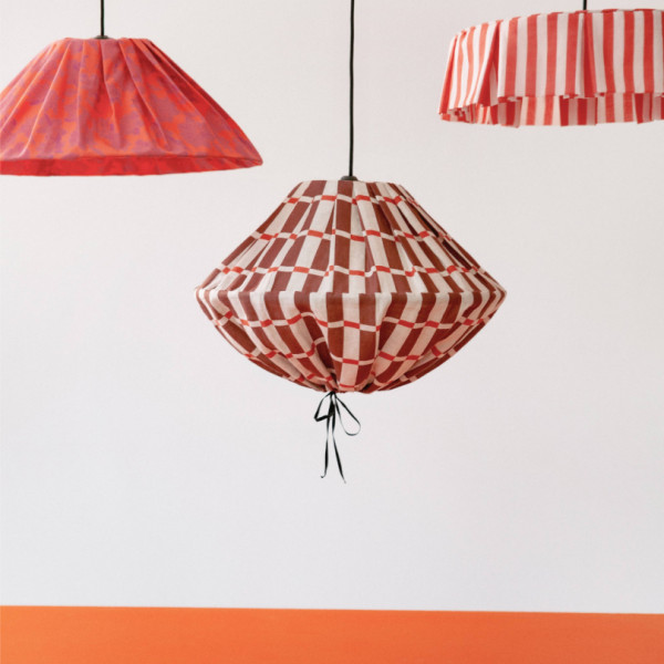 Abat-jour Yumi 50 cm en lin français - Maroon red mosaic