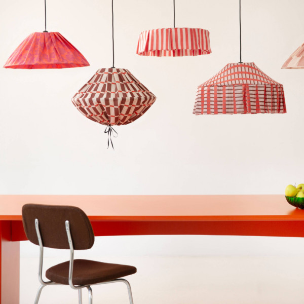 Abat-jour Yumi 50 cm en lin français - Maroon red mosaic