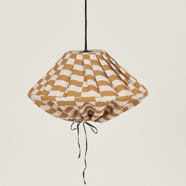 Abat-jour Yumi 50 cm en lin français - Mustard tiles