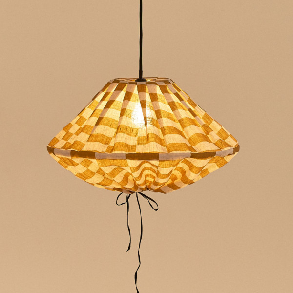 Abat-jour Yumi 50 cm en lin français - Mustard tiles