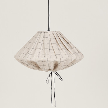 Abat-jour Yumi 50 cm en lin français - Charcoal grid