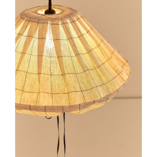 Abat-jour Yumi 50 cm en lin français - Charcoal grid