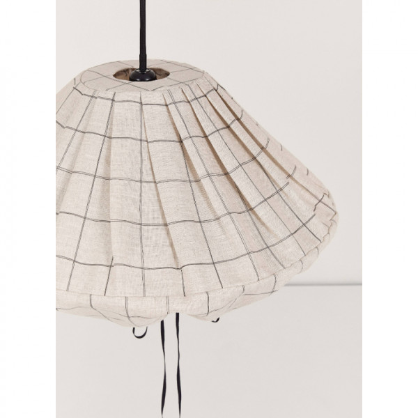 Abat-jour Yumi 50 cm en lin français - Charcoal grid