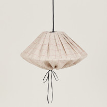 Abat-jour Yumi 50 cm en lin français - Carmine grid