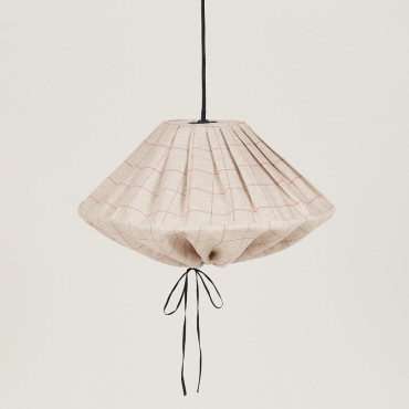 Abat-jour Yumi 50 cm en lin français - Carmine grid