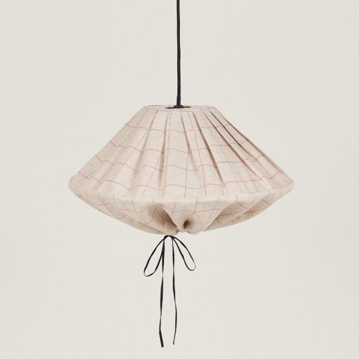 Abat-jour Yumi 50 cm en lin français - Carmine grid
