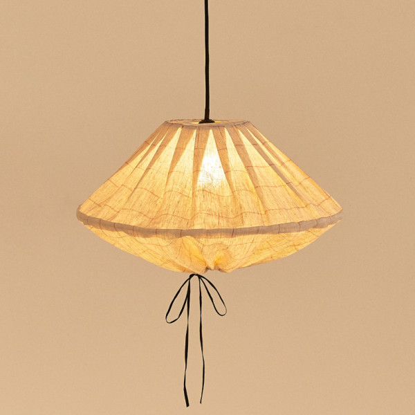 Abat-jour Yumi 50 cm en lin français - Carmine grid