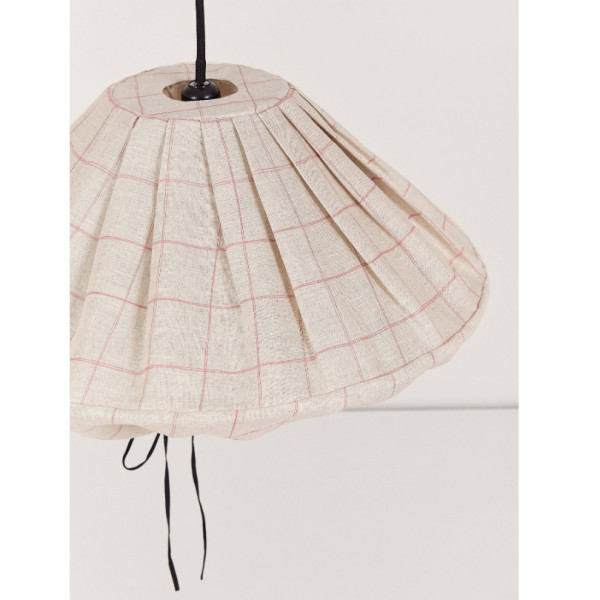 Abat-jour Yumi 50 cm en lin français - Carmine grid