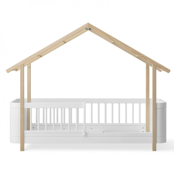 Lit cabane Wood Mini+ - Blanc et chêne