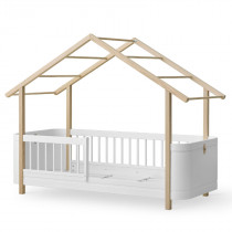 Lit cabane Wood Mini+ - Blanc et chêne