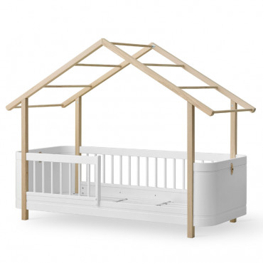 Lit cabane Wood Mini+ - Blanc et chêne