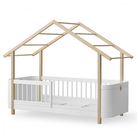 Lit cabane Wood Mini+ - Blanc et chêne